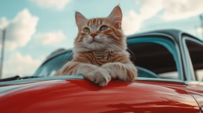 Cute Cat on Fancy Car