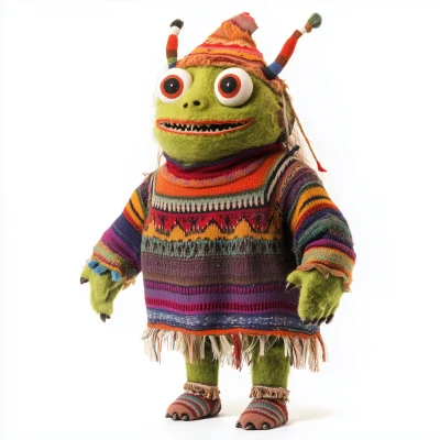 Adorable Cute Monster in Traditional Andorra Clothing