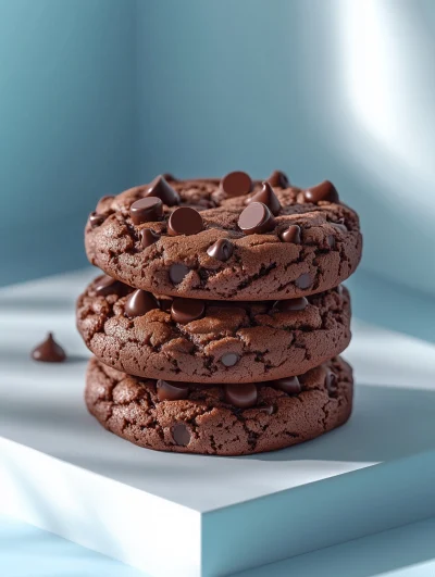 Stack of Double Chocolate Cookies