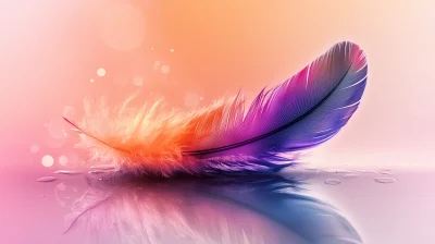 Colorful Feather Reflection