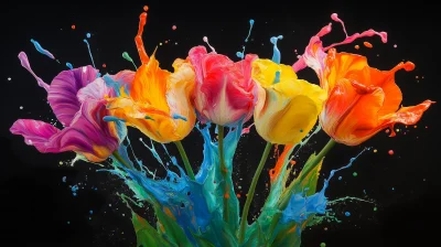 Colorful Paint Flowers