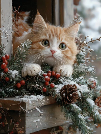 Vintage Christmas Cat