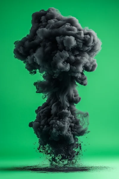 Acrid Black Smoke on Green Screen