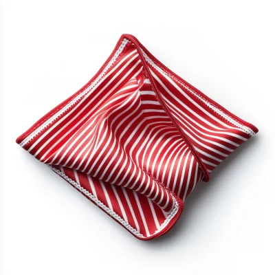 Red Pocket Square with Stripes