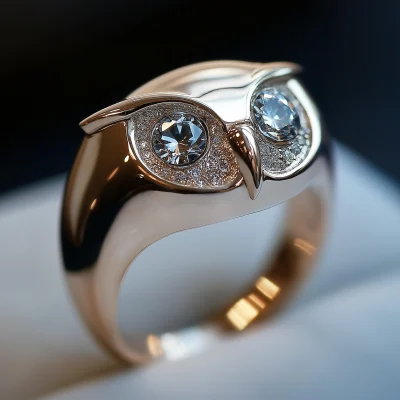 White Owl Eye Ring