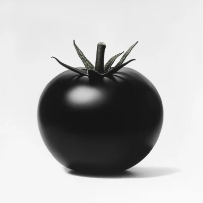 Black Tomato on White Background