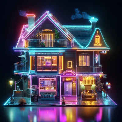 Hyper Realistic Neon Home