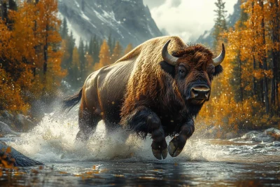 Majestic Bison in Autumn