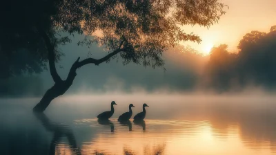 Serene Morning with Birds