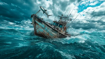 Fishing Boat and Shark