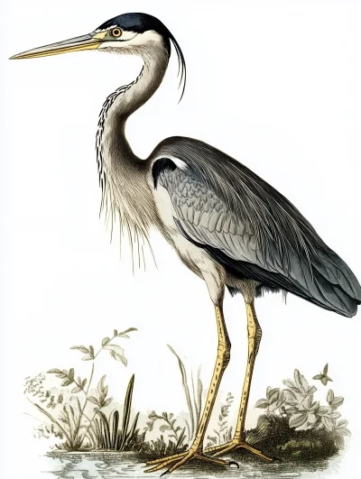 Vintage Heron Illustration