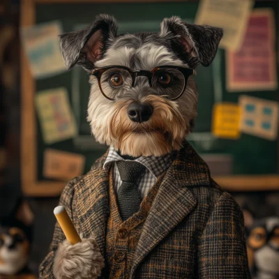 Schnauzer Teacher in Classroom