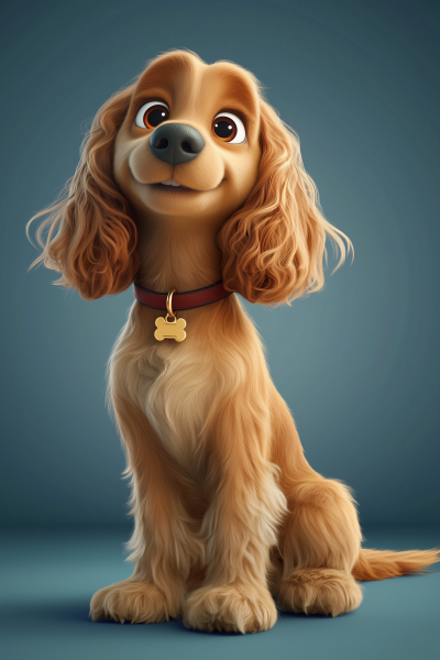 3D Pixar Movie Poster with Cocker Spaniel