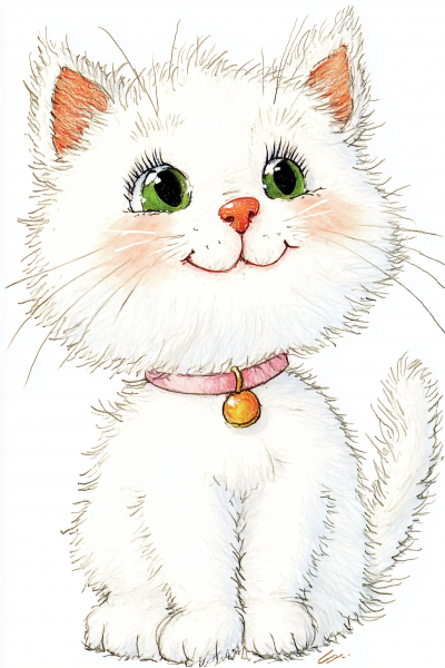 Whimsical White Cat