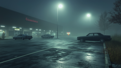 Creepy Suburban Parking Lot at Night