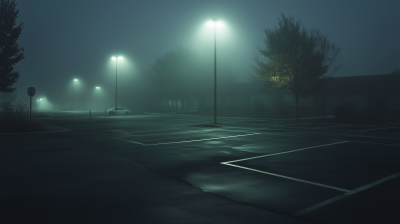 Creepy Suburban Parking Lot at Night