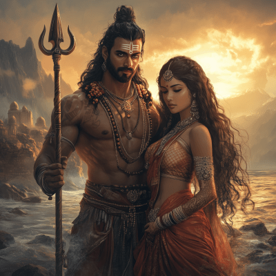 Warrior and Queen in Landscape