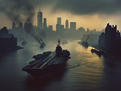 Aircraft Carrier Fleet in New York Harbor