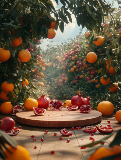 Wooden Podium with Fruit Garden