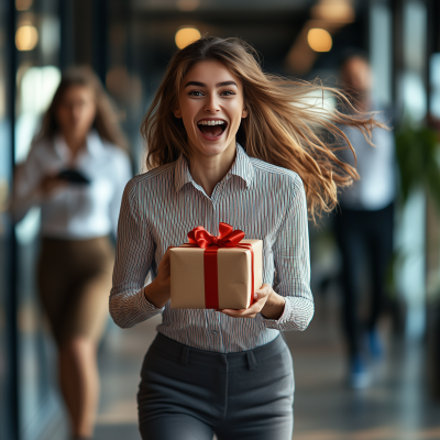 Confused Employee Receiving a Gift