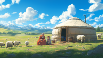 Mongolian Yurt in the Steppe