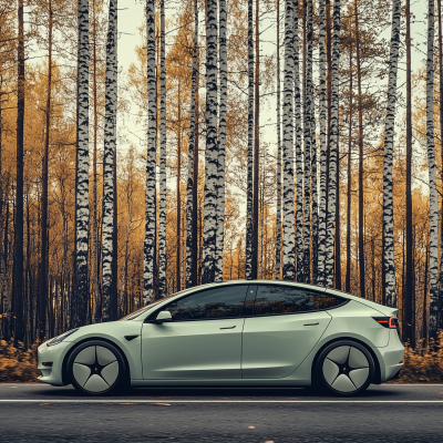 Stylish Electric Green Car