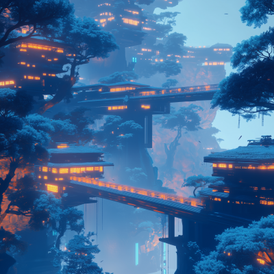 Futuristic Japanese Landscape