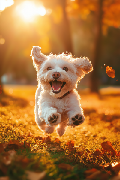 Cheerful Dog in Autumn