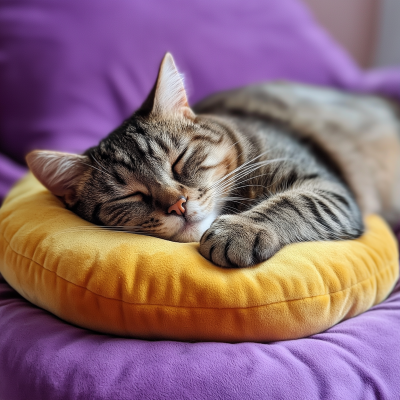 Sleeping Cat on Pillow