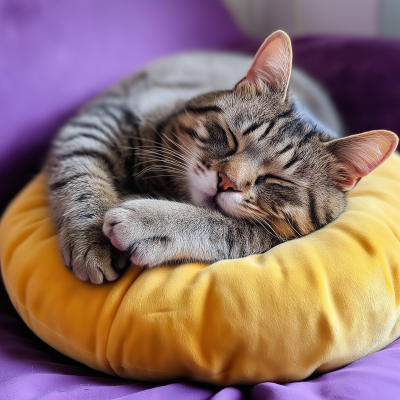 Comfortable Cat on Pillow