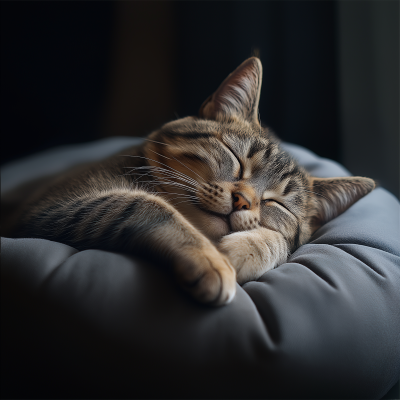 Sleeping Cat on Pillow