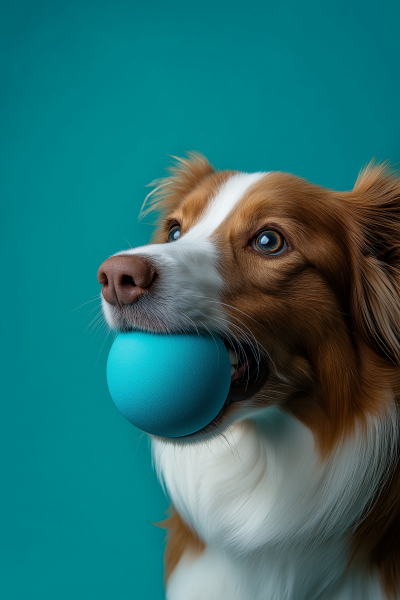 Dog with Blue Ball