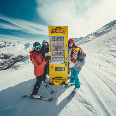 Skiers at Vending Machine