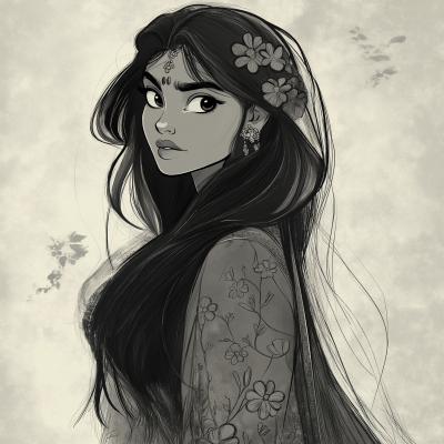 Mughal Woman in Disney Style