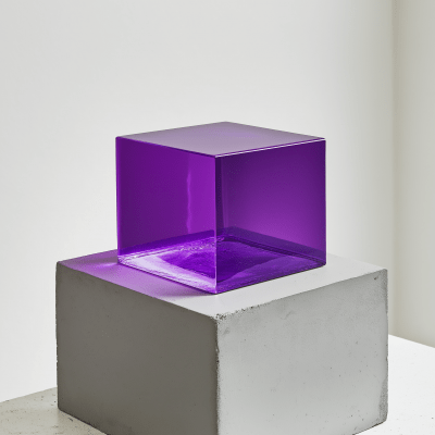 Purple Acrylic Box on Gray Table