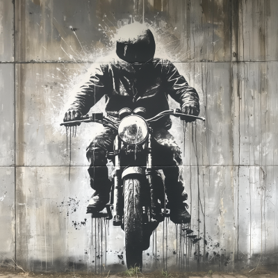 Banksy Style Motorcycle Riding