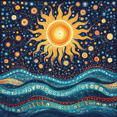 Aboriginal Inspired Sea and Sun Pattern