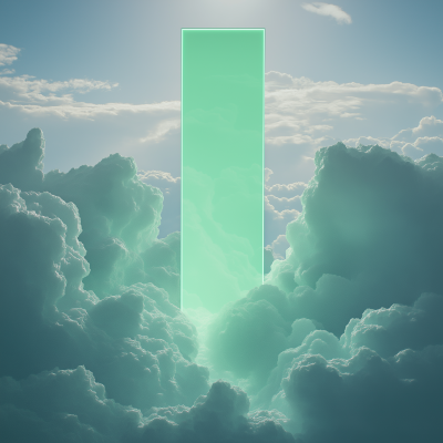 Green Rectangle in Clouds