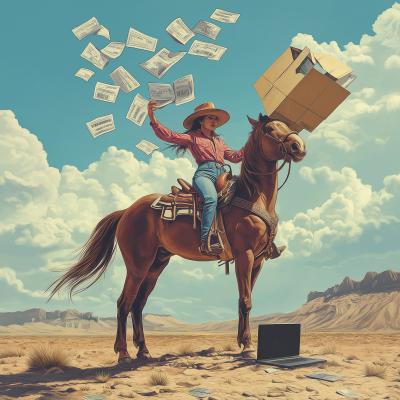 Cowgirl with Box