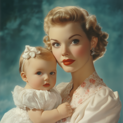 1950s Mother and Baby