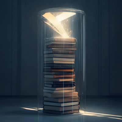 Illuminated Book Stack