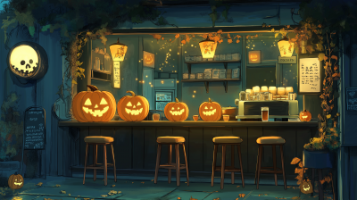 Cute Halloween Coffee Shop