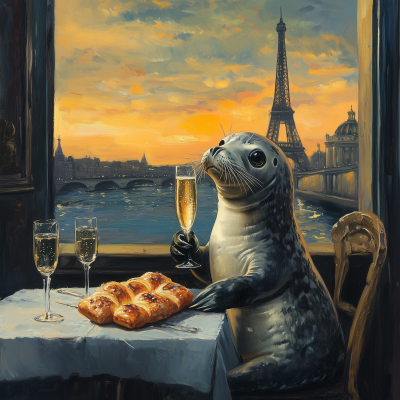 Seal Enjoying Treats in Paris