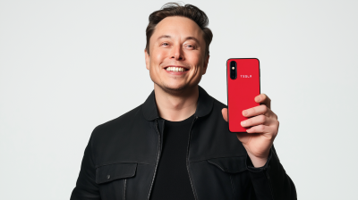 Elon Musk with Tesla Phone