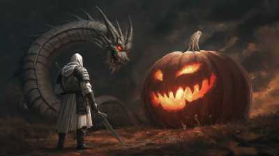 Knight Saint George Battling a Dragon Pumpkin