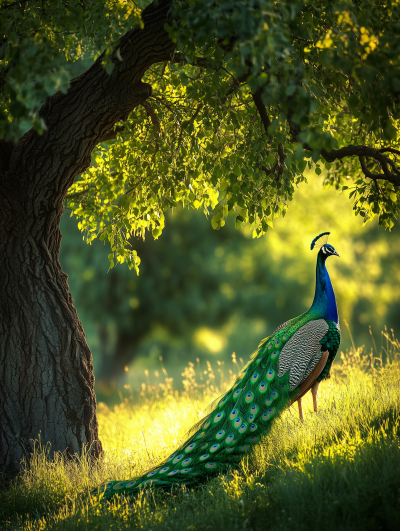 Peacock Under Tree