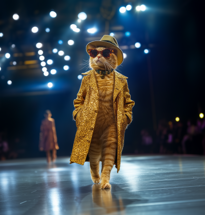 Fashionable Cat on the Runway