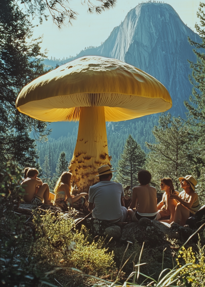 Giant Yellow Mushrooms in Yosemite