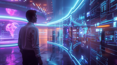 Futuristic Consultant in Neon Office