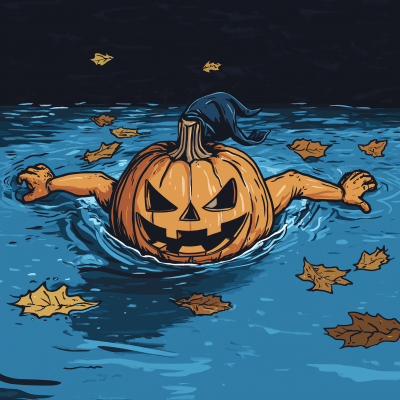 Cartoon Pumpkin Swimmer